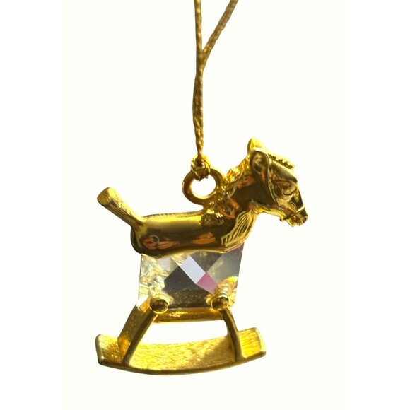 VTG Gold & Crystal Rocking Horse Ornament With 24K Gold Finish & Lead Austrian C - Picture 4 of 13